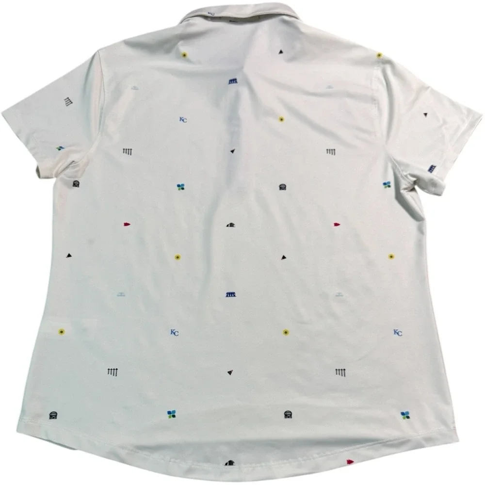 Greyson XL Golf Polo Shirt White Colorful Print Short Sleeve Kansas‎ City Icons - Picture 2 of 7